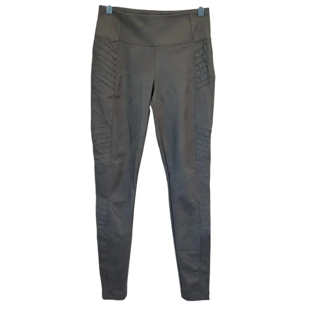 Athleta Delancey Moto Leggings Taupe Zip Pocket Size Small